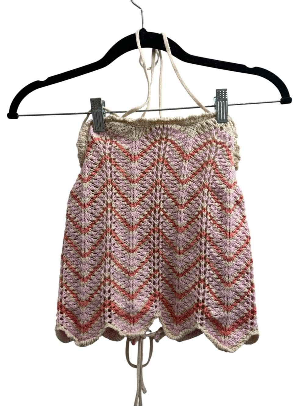Freshman 1996 Chevron Zig Zag Pink Knit Halter Top